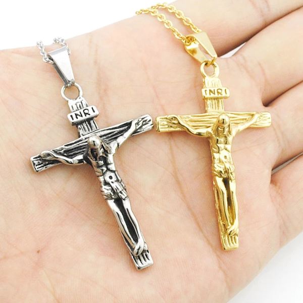 Exklusivt Jesus Kors HÖG KVALITET Halsband Guld