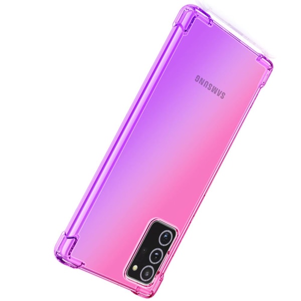 Samsung Galaxy Note 20 - Stødabsorberende stilfuldt silikonecover Rosa/Lila