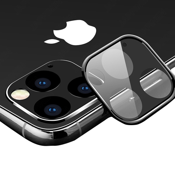 iPhone 11 Pro Max kameralinsedeksel i herdet glass + metallramme Svart