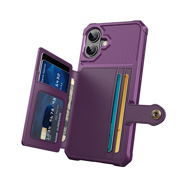 Elegant Plånboksfodral i Lyxigt PU-läder för iPhone 16 Svart