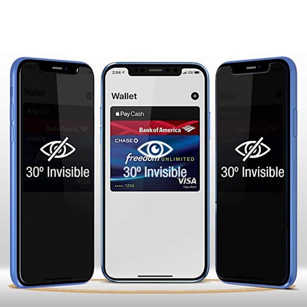 iPhone X/XS 2-PACK Anti-Spy Skärmskydd 9H Screen-Fit Svart