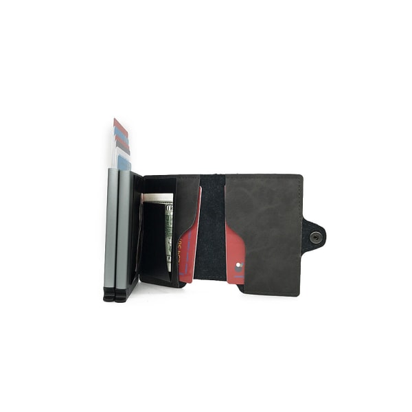 Kortholder i læder og aluminium (RFID & NFC beskyttet) Mörkbrun