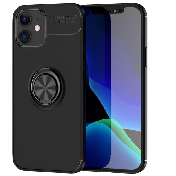 iPhone 12 - Stilfuldt AUTO FOCUS cover med ringholder Svart/Blå