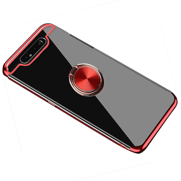 Profesjonelt silikonetui med ringholder - Samsung Galaxy A80 Röd