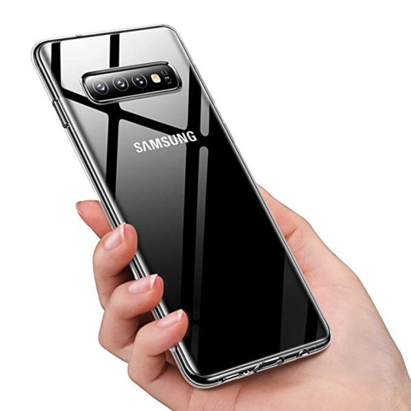 Effektivt beskyttelsescover lavet af blød silikone - Samsung Galaxy S10 Plus Silver