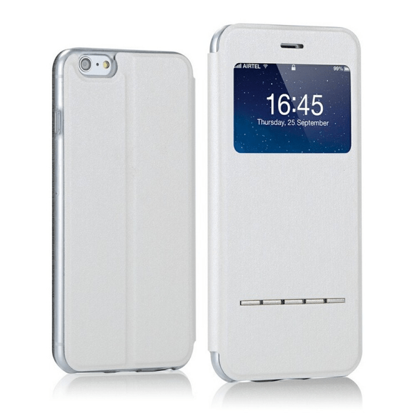 iPhone 6/6S  Smartfodral med fönster & svarsfunktion, SKIMMERVIT Vit