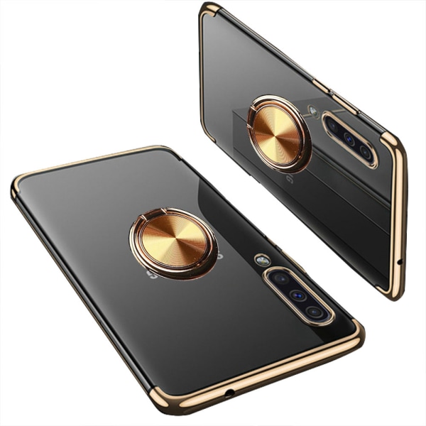 Elegant Silikonskal med Ringh�llare Floveme - Samsung Galaxy A70 Svart