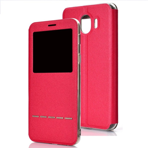Praktiskt Fodral Fönster Svarsfunktion - Samsung Galaxy J4 2018 Svart