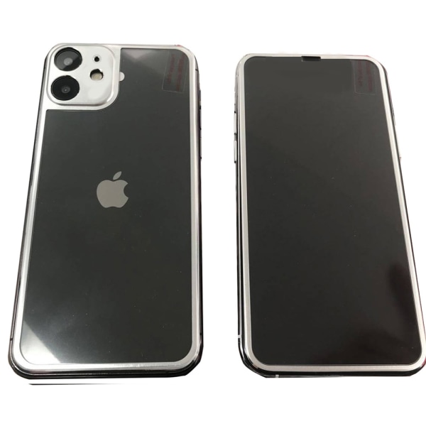 For- og bagside af aluminium skærmbeskytter 9H HD-Clear iPhone 11 Silver