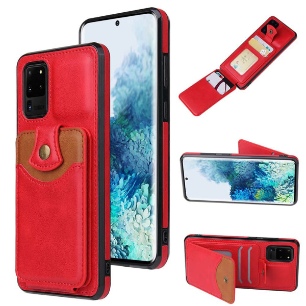 Skal med Kortfack - Samsung Galaxy S20 Ultra Röd Röd
