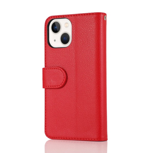 iPhone15PLUS - Stilfuldt etui med lynlås, flip-etui med økse Röd