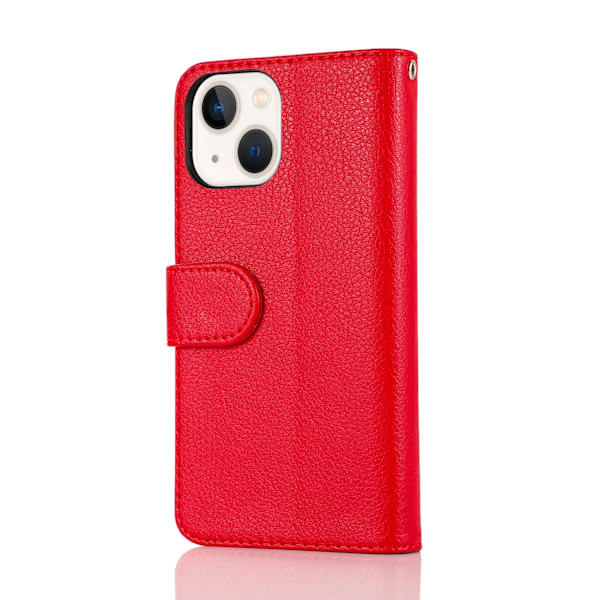 iPhone15PLUS - Stilrent Fodral med Dragkedja, Flip-Fodral med Axelrem Röd