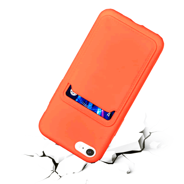 iPhone SE 2020 - Glat Floveme-cover med kortholder Vinröd