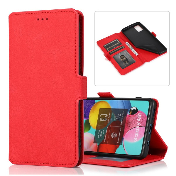 Praktisk Smart Wallet-deksel - Samsung Galaxy A71 Röd