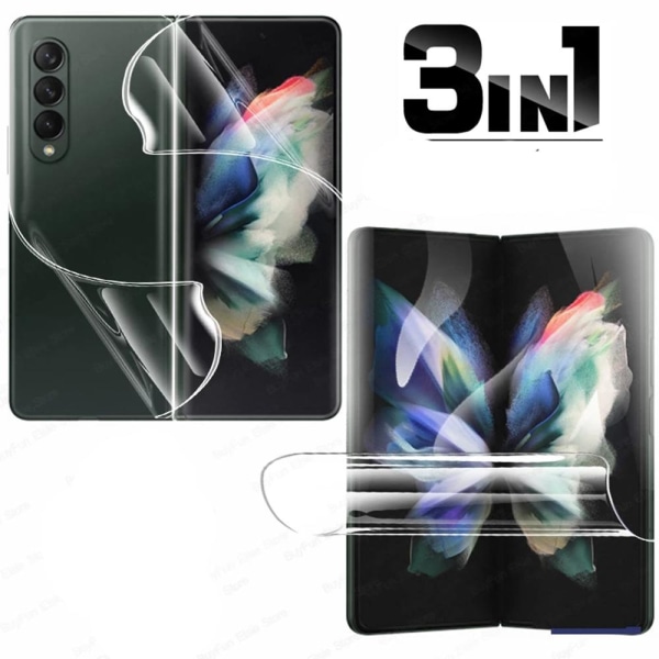 3-in-1 Samsung Galaxy Z Fold 3 Hydrogel Skärmskydd Transparent/Genomskinlig