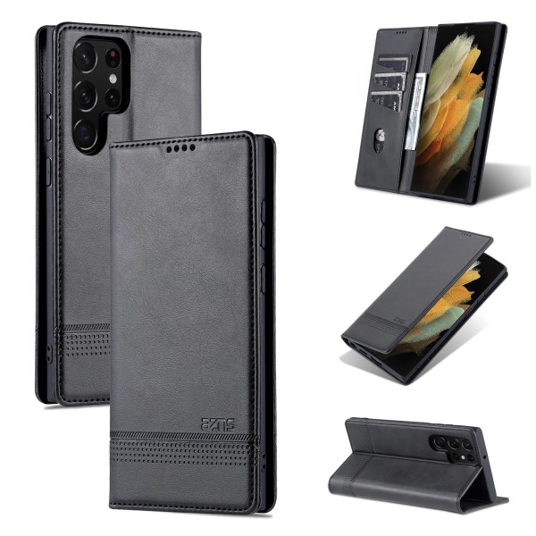 Samsung Galaxy S22 Ultra - Stilig og praktisk AZNS-lommebok Mörkbrun