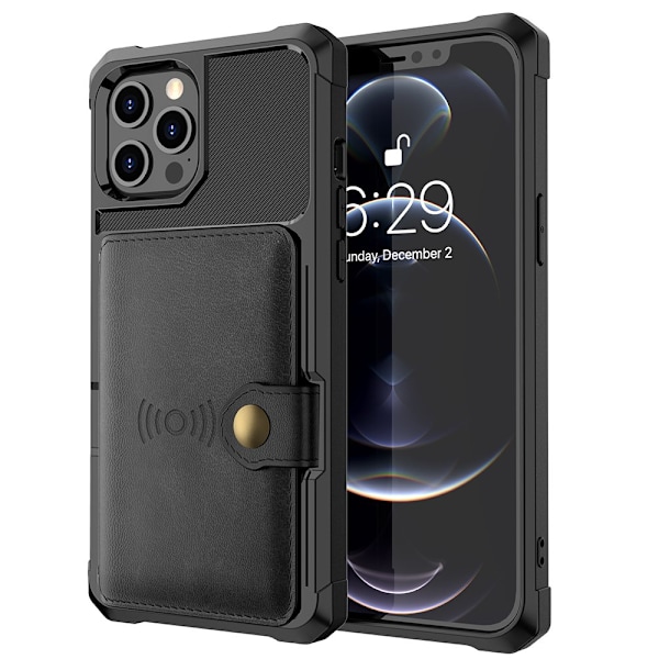 iPhone 12 Pro Max - Praktiskt Stilrent Skal med Korthållare Grön
