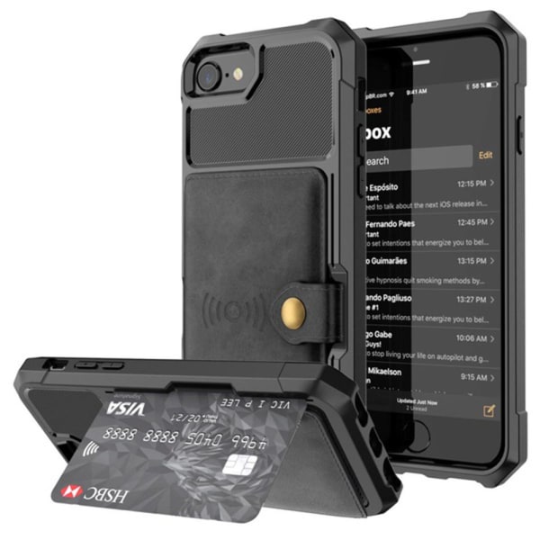 iPhone SE 2020 - Ainutlaatuinen kansi korttilokerolla Brun