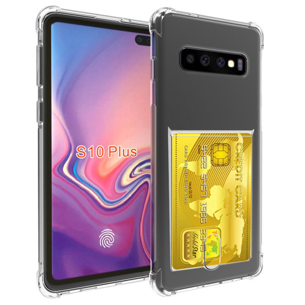 Samsung Galaxy S10E - Stötdämpande Skal med Kortfack Transparent/Genomskinlig