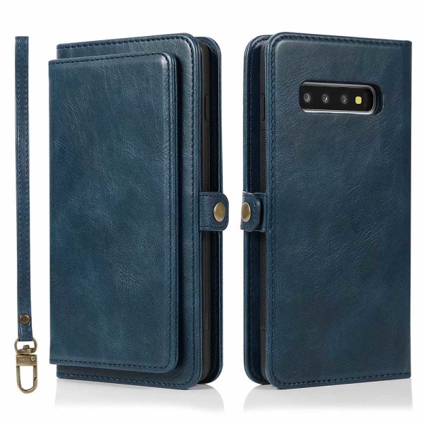 Stilfuldt etui med dobbelt tegnebog - Samsung Galaxy S10 Mörkblå