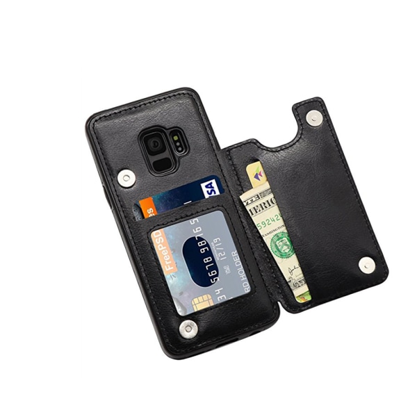 Lædertaske med pung/kortplads til Samsung Galaxy S9 Vit
