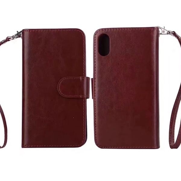 iPhone X/XS - Rymligt 9-Korts Plånboksfodral Sedelfack Brun