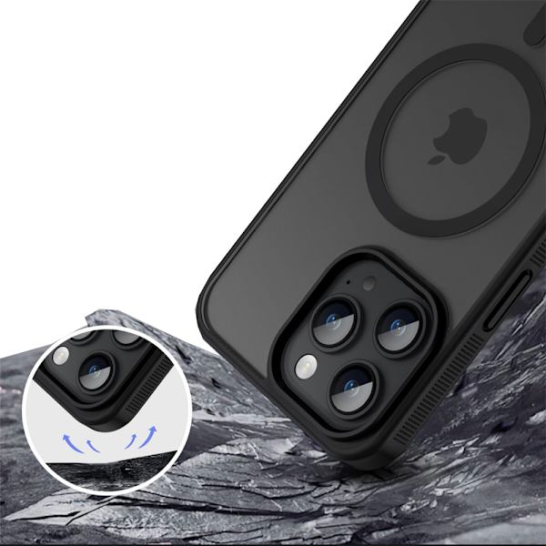 iPhone 15 Pro -  Starkt Magnetiskt Matt Känsla Baksida Fodral Svart