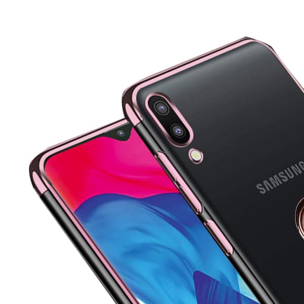Silikonskal med Ringh�llare - Samsung Galaxy A40 Silver