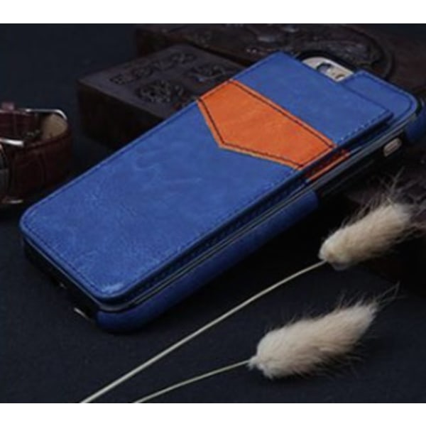 iPhone 8 Plus Elegant Exclusive Smart Leather Case Lompakko/korttilokero Rosaröd
