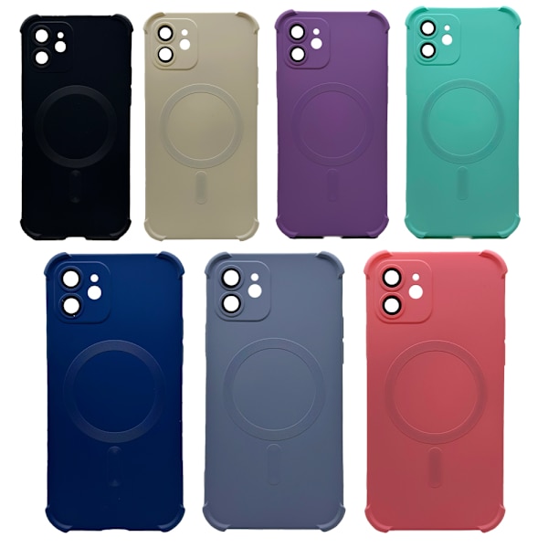 iPhone 12 -  Silikonskal med Magnetiskt Stötskydd Rosa