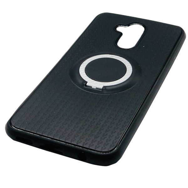 Carbon design Cover med ringholder - Huawei Mate 20 Lite Silver