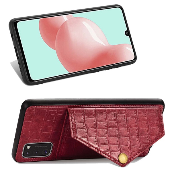 Samsung Galaxy A41 - Praktiskt Stilrent Skal med Korth�llare Röd