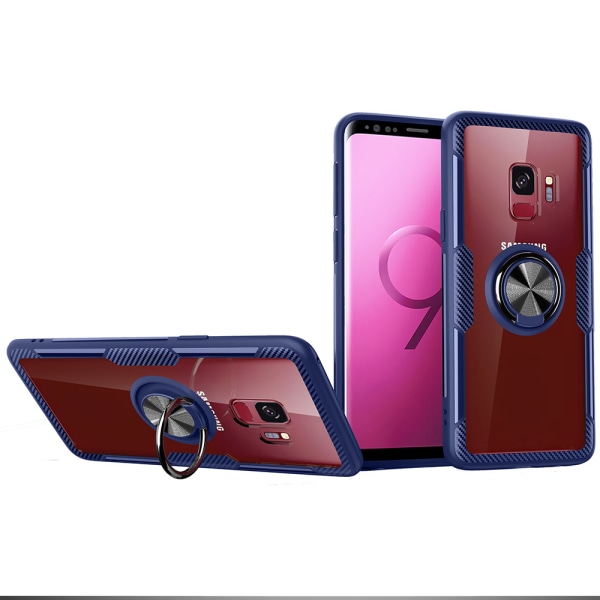 Tyylikäs kansi sormustelineellä (LEMAN) - Samsung Galaxy S9 Röd/Silver