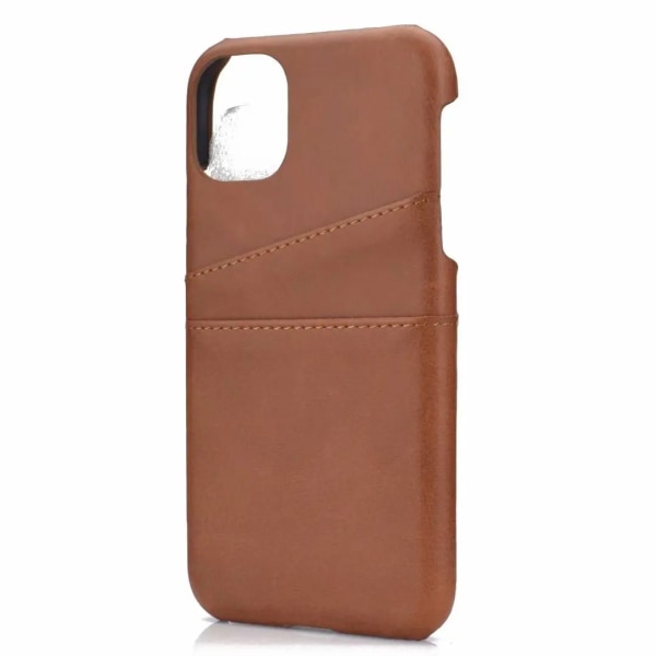 iPhone 15 Plus - Slankt PU læder etui med 2 kortpladser Light brown