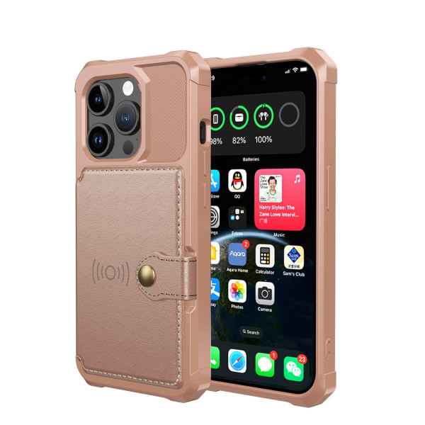 Elegant lommebokfutteral i luksuriøst PU-lær for iPhone 15 Pro Lila