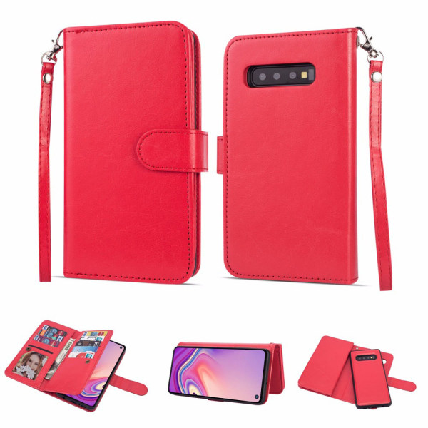 Samsung Galaxy S10E - Praktisk 9-korts lommebokdeksel (LEMAN) Röd Röd