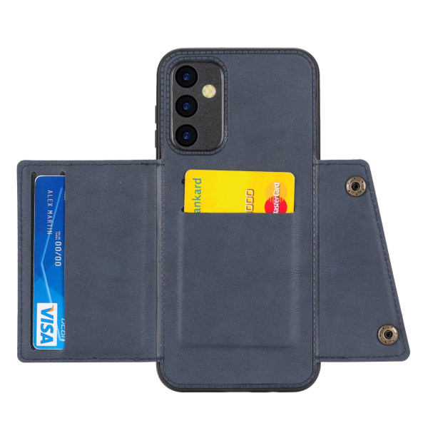 Luksus PC Leather Retro Flip Wallet Case for Galaxy A54 5G Marine blue