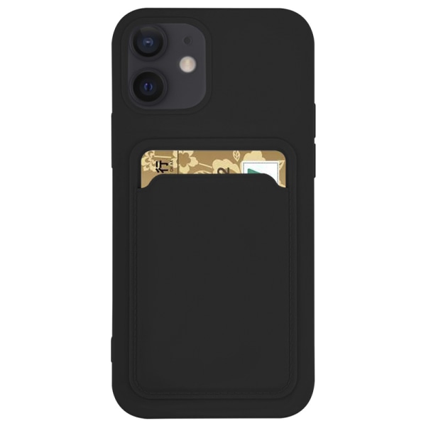 iPhone 12 Mini - Skyddande Stilrent Skal med Korthållare Aprikos