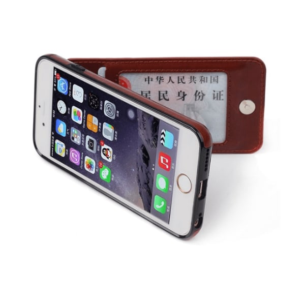 iPhone 6/6Splus Tyylikäs Nahkakotelo, jossa lompakko/korttilokero RUSKEA Brun