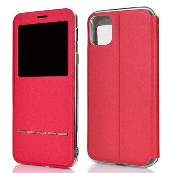 Elegant Smart Case Answer funktion med vindue - iPhone 11 Röd