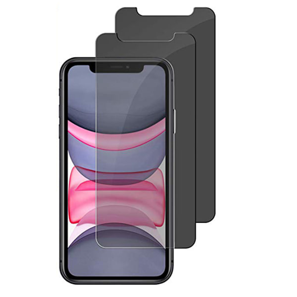 iPhone X/XS 2-PACK Anti-Spy Skärmskydd 9H Screen-Fit Svart