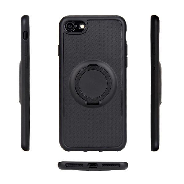iPhone 6/6S - Silikonskal med Ringhållare (Carbon) Silver