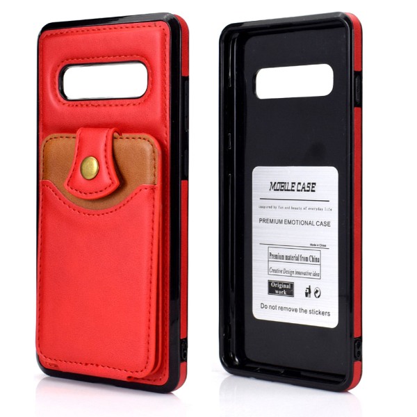 Gennemtænkt cover med kortholder - Samsung Galaxy S10 Plus Röd