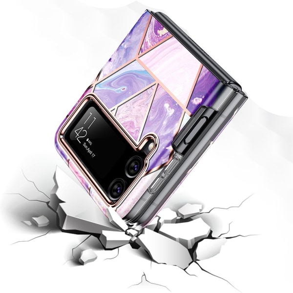 Samsung Galaxy Z Flip 4 - Marmor design beskyttelsesetui Rosa