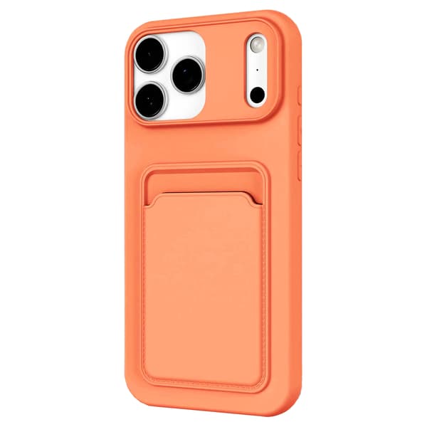 Stötdämpande silikonskal med ett kortfack för iPhone 17 Pro Röd