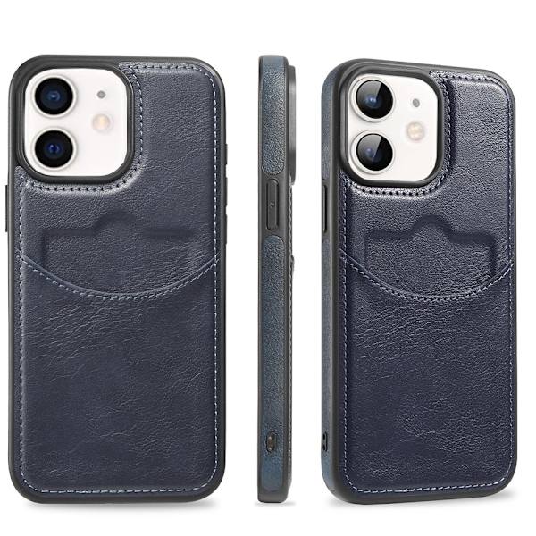 iPhone 11 - Slimmat fodral i läderlook med 1 kortfack Blå