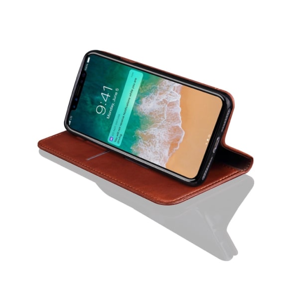 iPhone X/XS - RUSTIC Plånboksfodral Mörkbrun