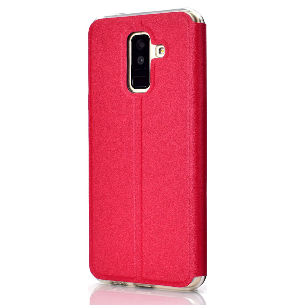 Tyylikäs Smart Case Answer-toiminto Ikkuna Samsung Galaxy A6 Plus Röd