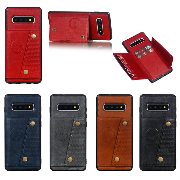 Samsung Galaxy S10 Plus - Effektivt cover med kortrum Röd