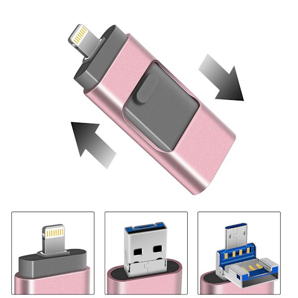 Micro-USB/Lightning Minne (128GB) Guld